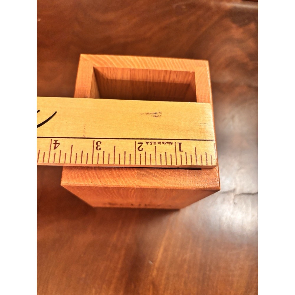 Cutco Oak Wood Utensil Holder Block Caddy USA Made 4x4x5 Kitchen Storage - Picture 7 of 8